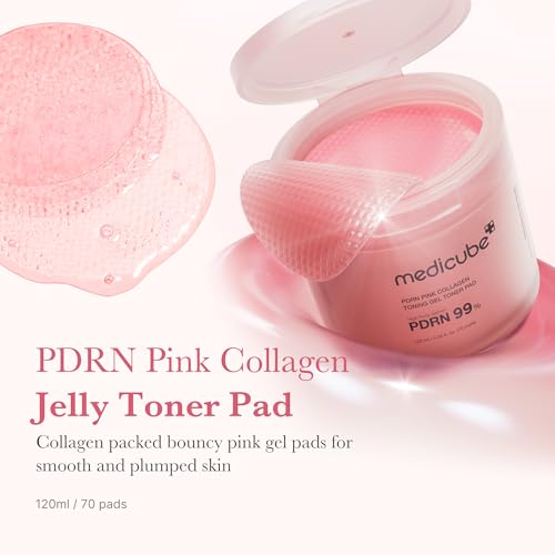 Medicube Pink PDRN Day & Night Gel Duo — Salmon DNA Collagen Jelly Mask (4ct) + Collagen Jelly Pad Set