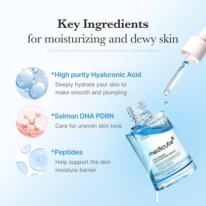 medicube Hyaluronic Multi-Peptide PDRN Serum — Lightweight Hydrating Serum for a Plump, Radiant Glow